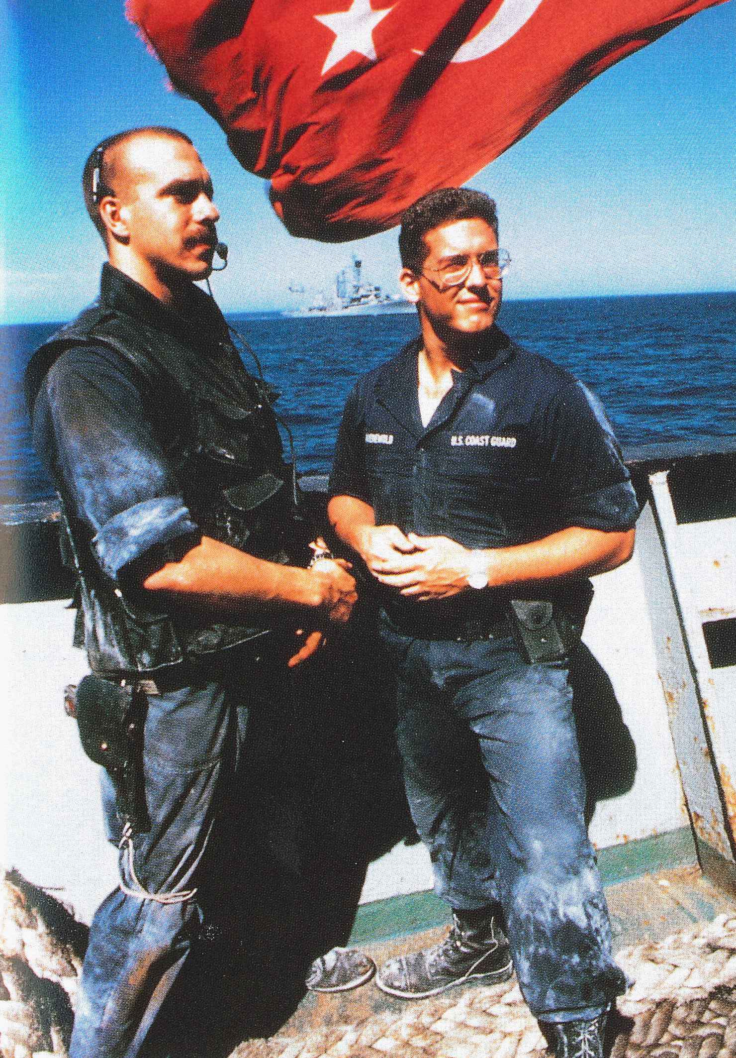 Coast Guardsmen from a law enforcement detachment boarding team on board a Turkish freighter. (U.S. Coast Guard) Coast Guardsmen from a law enforcement detachment boarding team on board a Turkish freighter. (U.S. Coast Guard)